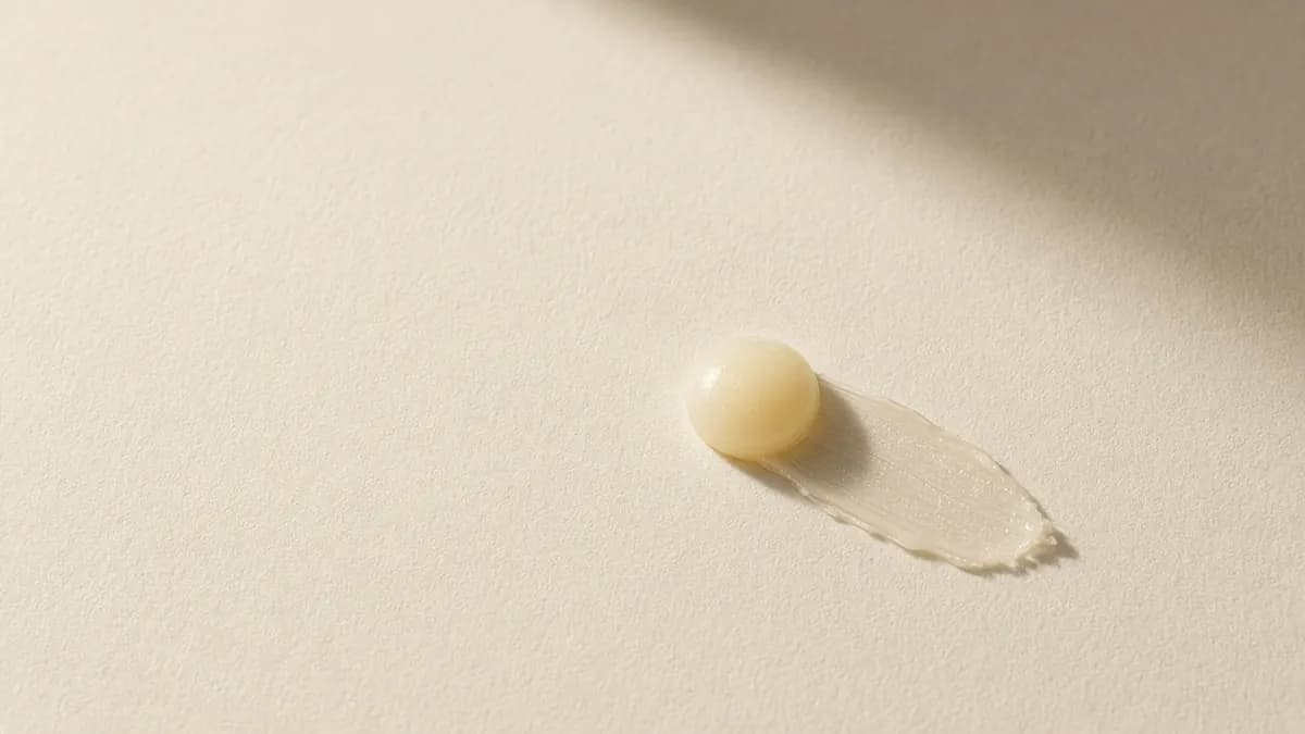 A small dab of pale yellow cream on cream paper