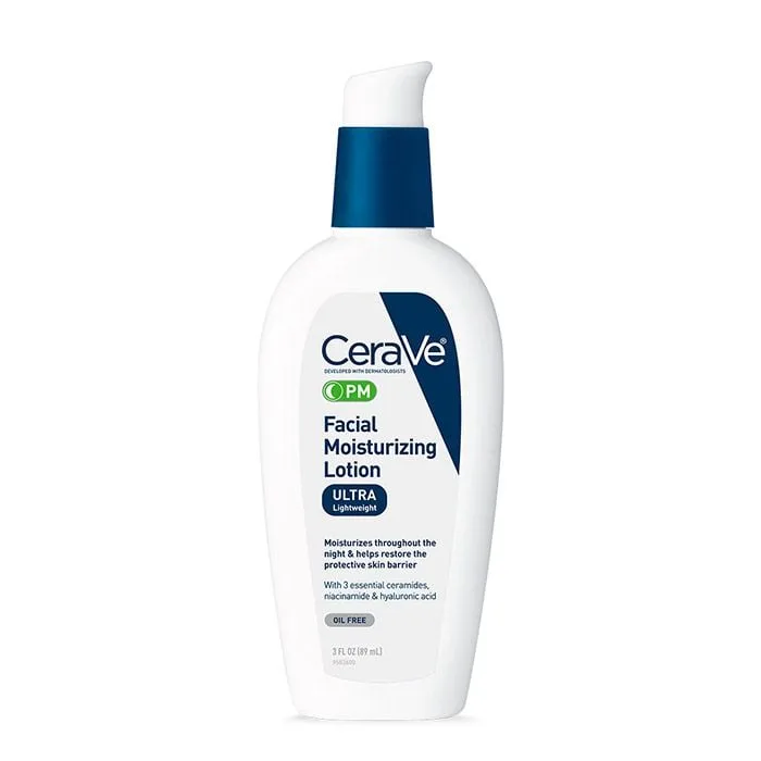 Product photo of CeraVe PM Facial Moisturizing Lotion, showing the packaging