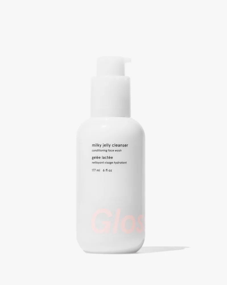 Product photo of Glossier Milky Jelly Cleanser, showing the packaging